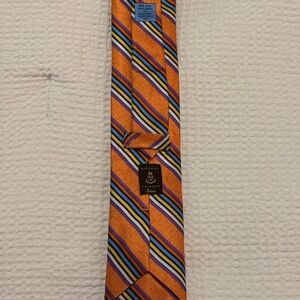 Robert Talbot Estate Orange and Blue Striped Men's Tie